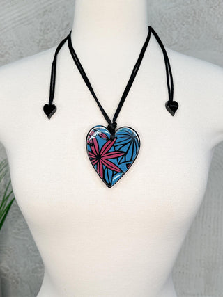 Zsiska Prima Heart Flower Pendant Necklace, Pink/Blue - Statement Boutique