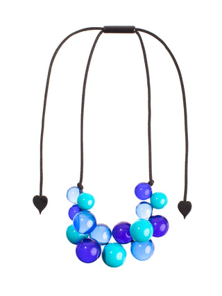 Zsiska Prue Bauble Adjustable Cluster Necklace, Blue/Dark Blue - Statement Boutique