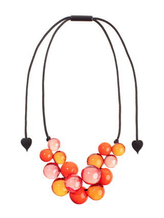 Zsiska Prue Bauble Adjustable Cluster Necklace, Red/Pink - Statement Boutique