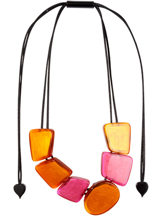 Zsiska Prue Glow 6 Bead Adjustable Necklace, Orange Mix - Statement Boutique