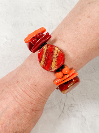 Zsiska Prue Minerva Bracelet, Red/Orange - Statement Boutique