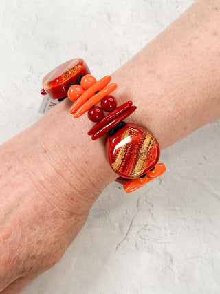 Zsiska Prue Minerva Bracelet, Red/Orange - Statement Boutique