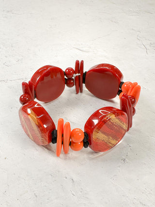 Zsiska Prue Minerva Bracelet, Red/Orange - Statement Boutique