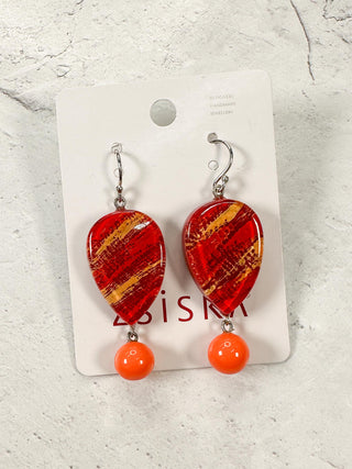 Zsiska Prue Minerva Small Drop Earrings, Red/Orange - Statement Boutique