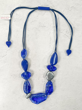 Zsiska Prue Pyrite 10 Bead Adjustable Necklace, Blue - Statement Boutique