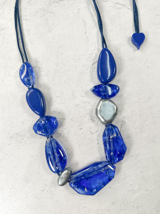 Zsiska Prue Pyrite 10 Bead Adjustable Necklace, Blue - Statement Boutique