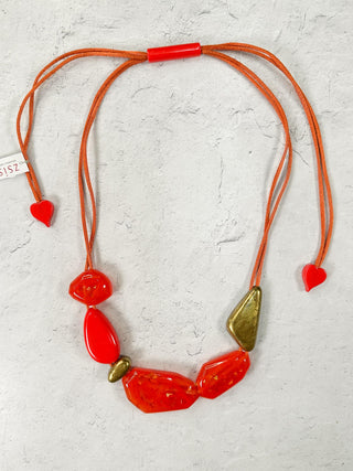 Zsiska Prue Pyrite 6 Bead Adjustable Necklace, Orange - Statement Boutique