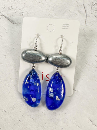 Zsiska Prue Pyrite Drop Earrings, Blue - Statement Boutique