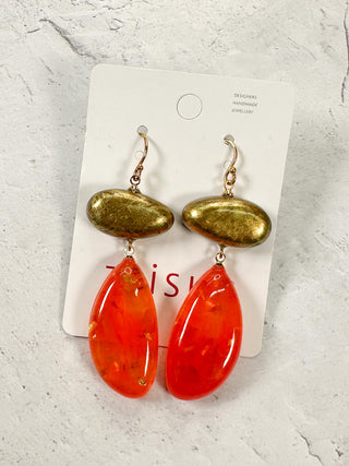 Zsiska Prue Pyrite Drop Earrings, Orange - Statement Boutique