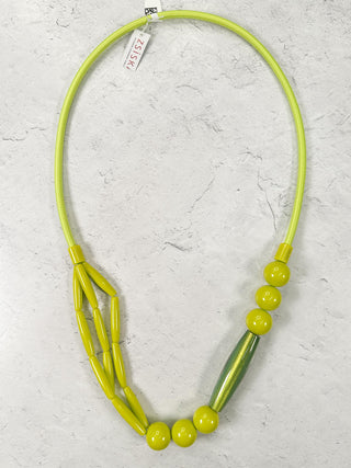 Zsiska Simply Asymmetric Necklace, Lime - Statement Boutique