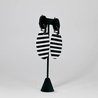 Jane Stripes Earrings, Black/White