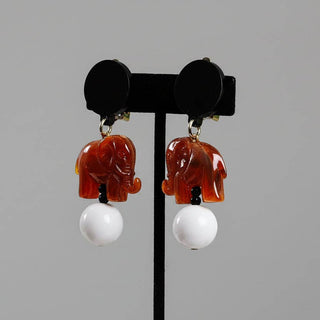 Ellie Earrings, Brown/White