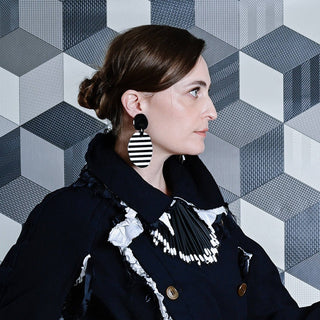 Jane Stripes Earrings, Black/White