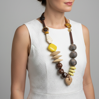 Evia Necklace, Brown/Yellow