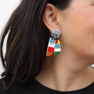 Sylca Designs Bright Multi Color Geometric Earring - Statement Boutique