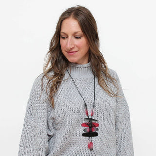Sylca Designs Red and Black Bennett Pendant Necklace - Statement Boutique