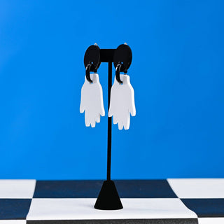 Hands Earrings, Black/White