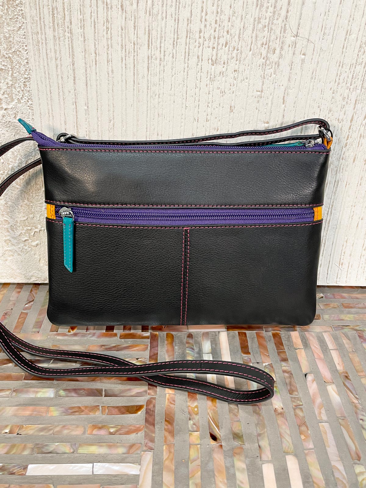 iLi New York Double Zip Crossbody Bag Black Brights Statement Boutique