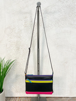 iLi New York Double Zip Crossbody Bag, Black Brights - Statement Boutique