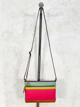 Double Zip Crossbody Bag, Sage Multi