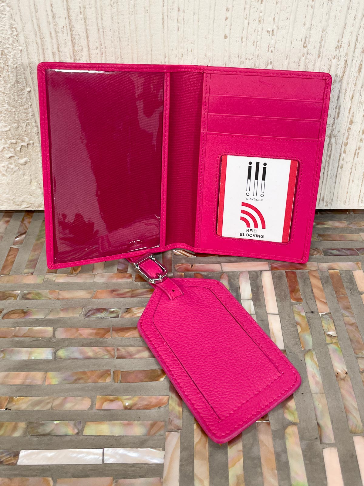 iLi New York Passport Wallet & Luggage Tag Set, Indian Pink - Statement Boutique