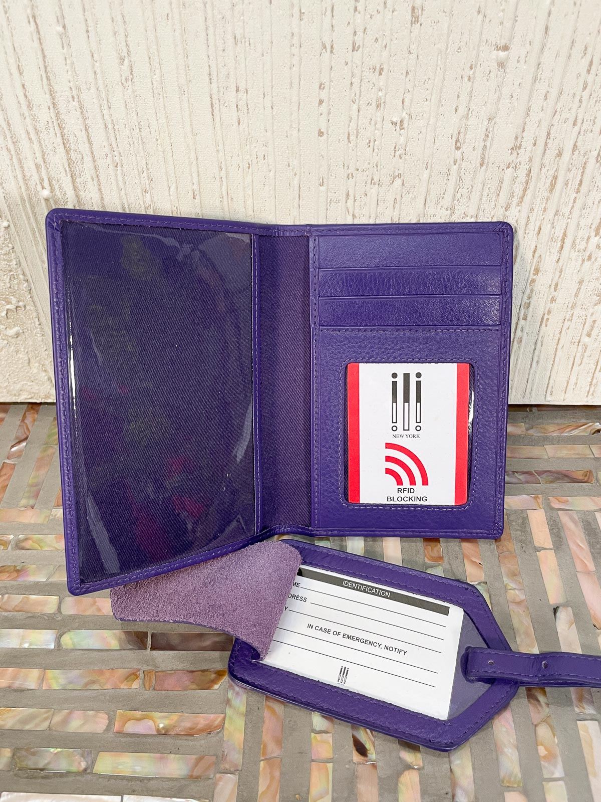 iLi New York Passport Wallet & Luggage Tag Set, Purple - Statement Boutique