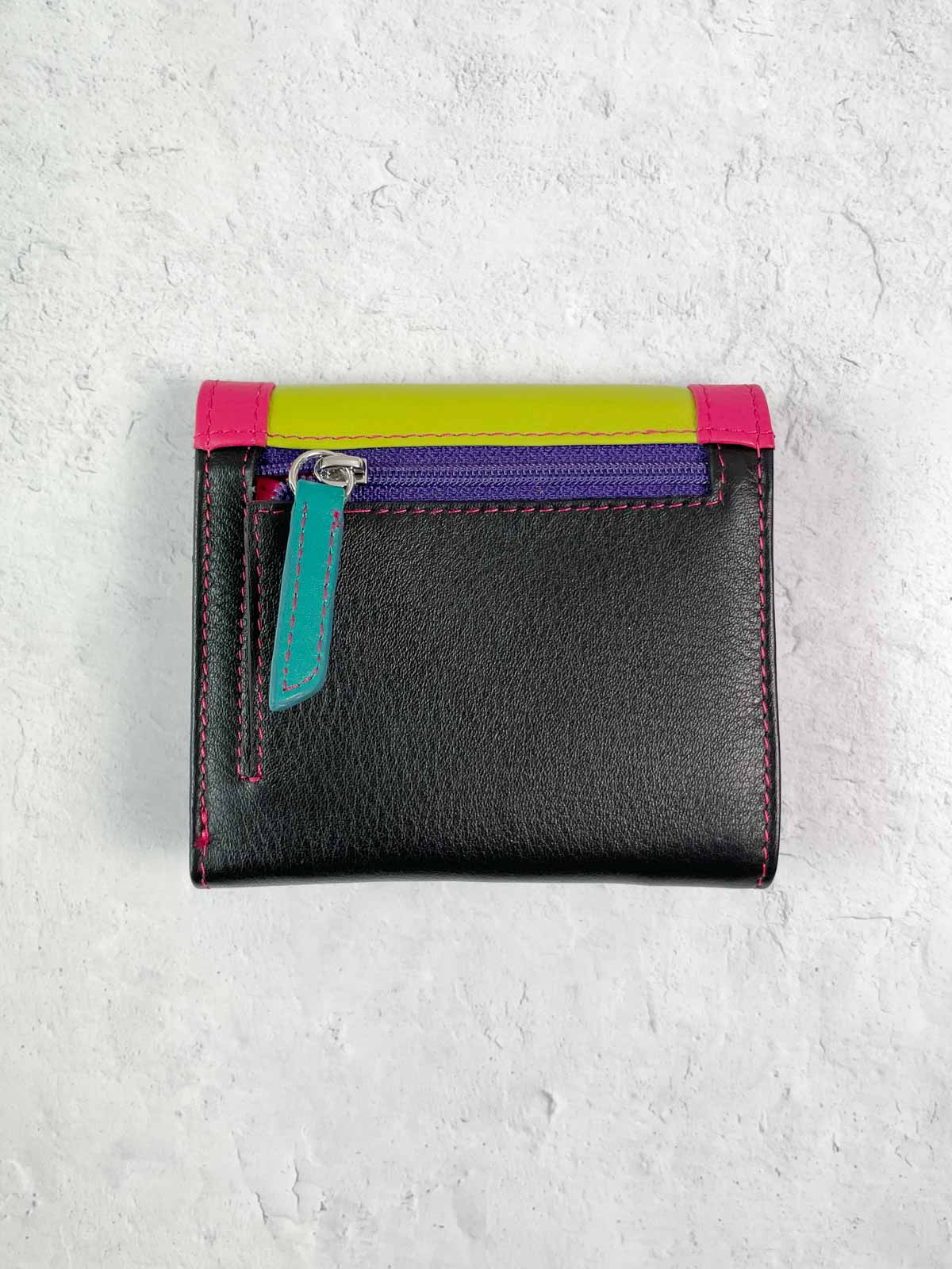 iLi New York Small Multi Color Trifold Wallet, Black Brights - Statement Boutique