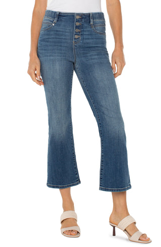 Liverpool Los Angeles Gia Glider Crop Flare with Exposed Buttons, Neola - Statement Boutique