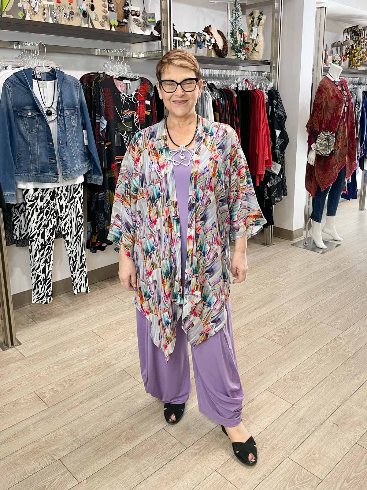 APNY Handkerchief Kimono Cover Up, Paintstroke Multi - Statement Boutique