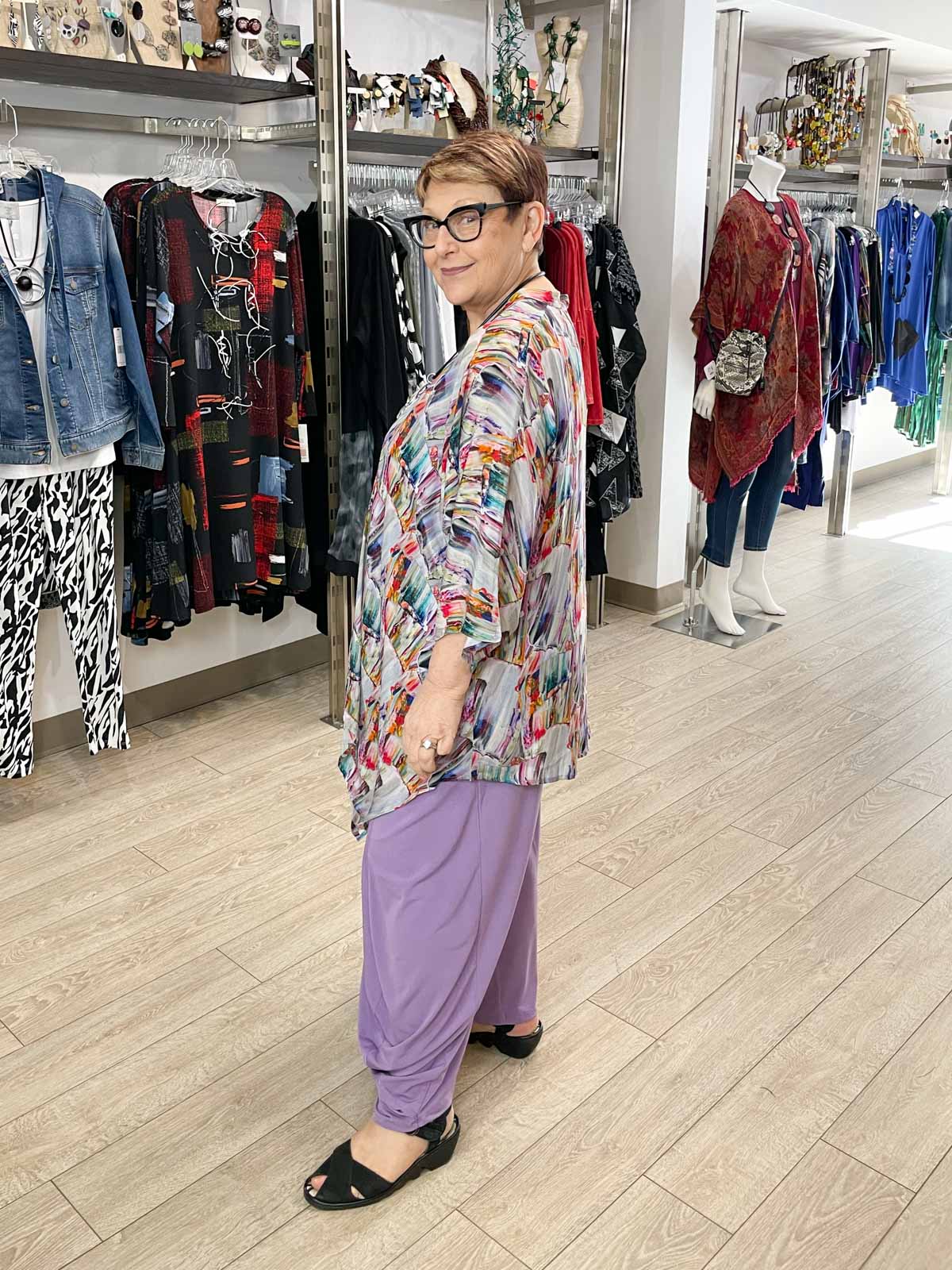 APNY Handkerchief Kimono Cover Up, Paintstroke Multi - Statement Boutique