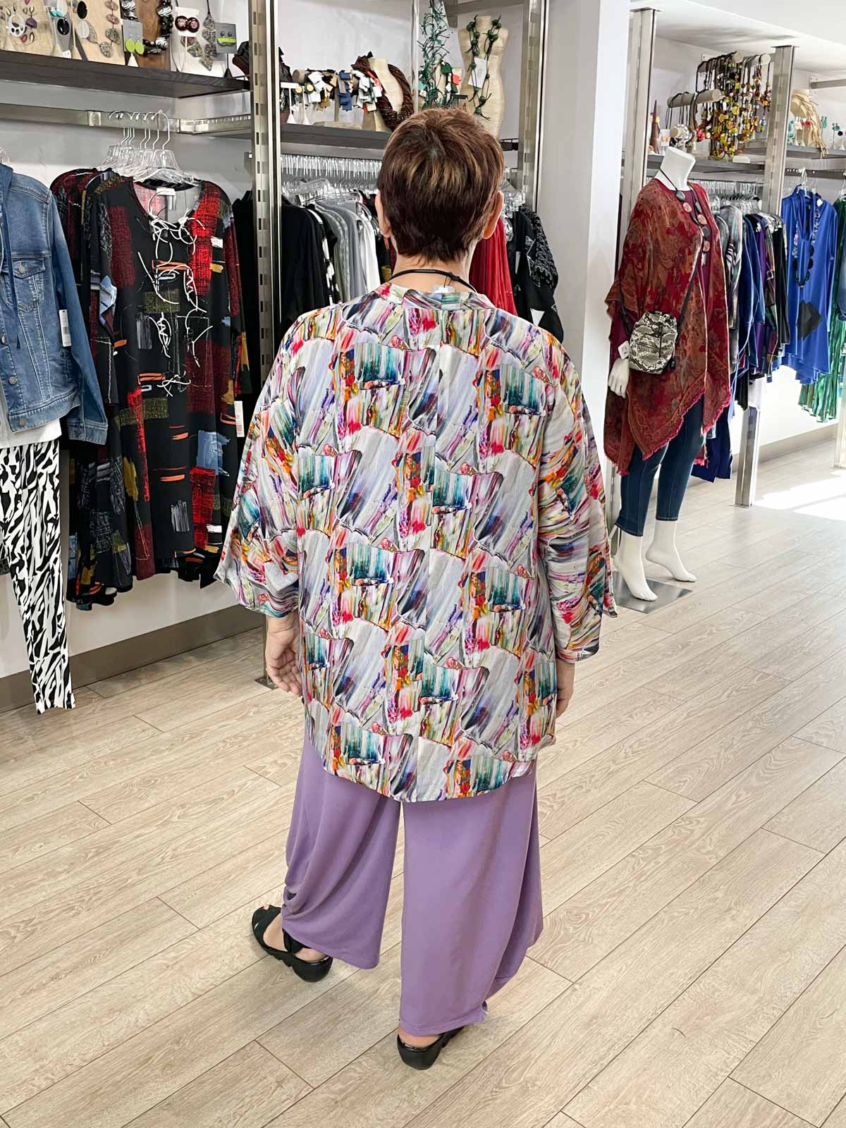 APNY Handkerchief Kimono Cover Up, Paintstroke Multi - Statement Boutique