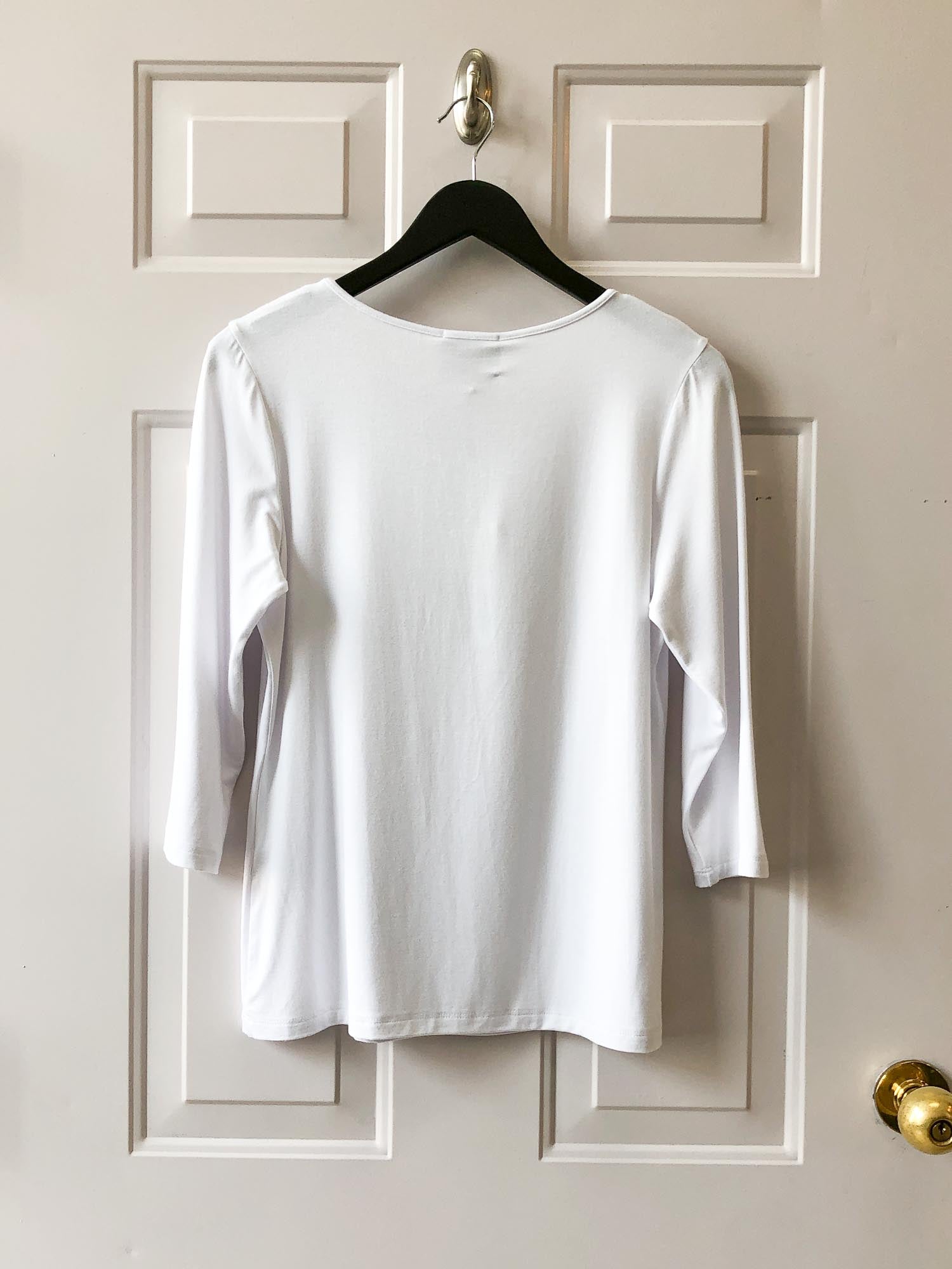 Chalet et ceci Jersey 3/4 Sleeve Basic Top, White