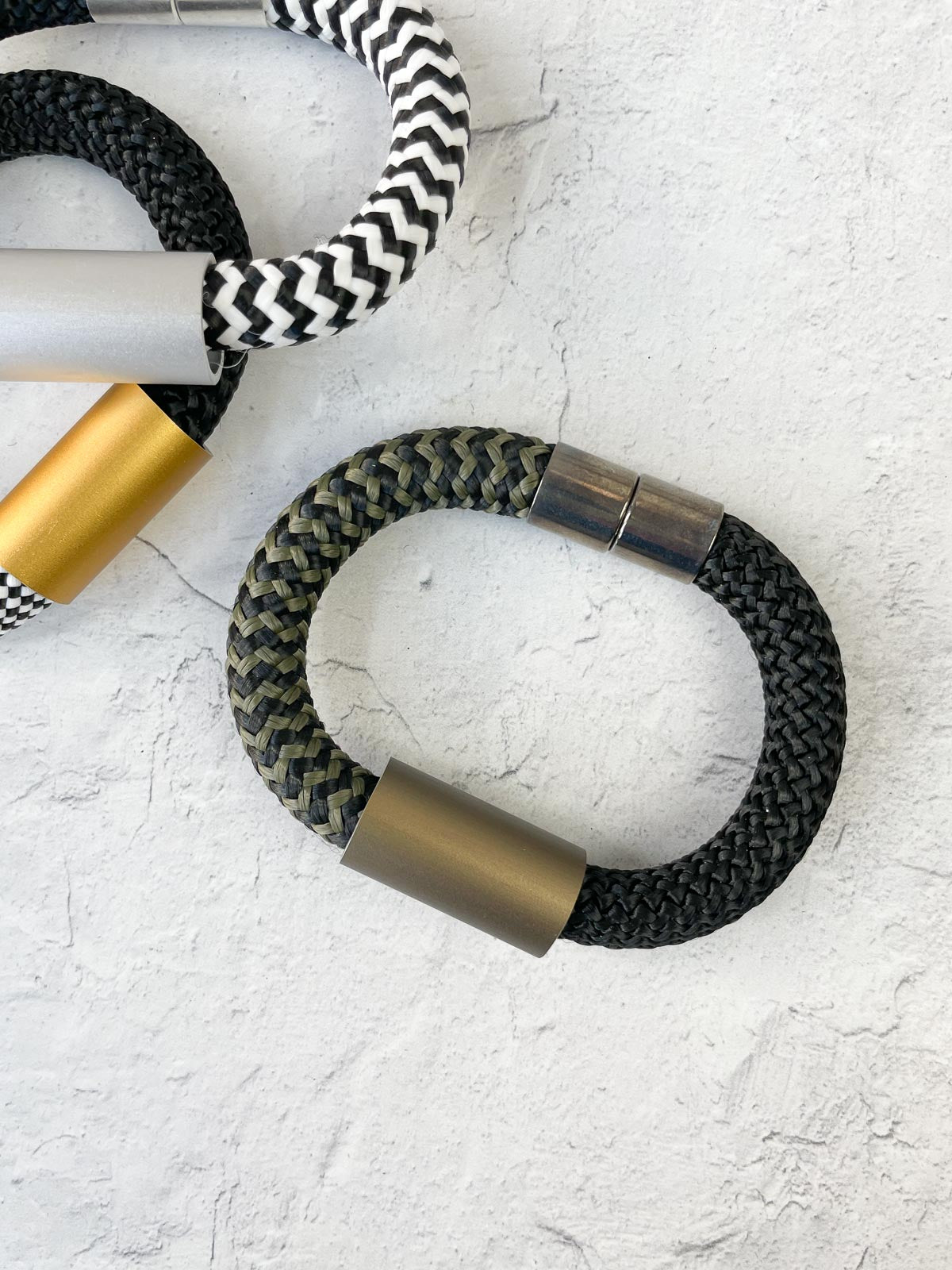 Christina Brampti Mixed Cord & Aluminum Magnet Bracelet, Bronze/Black - Statement Boutique