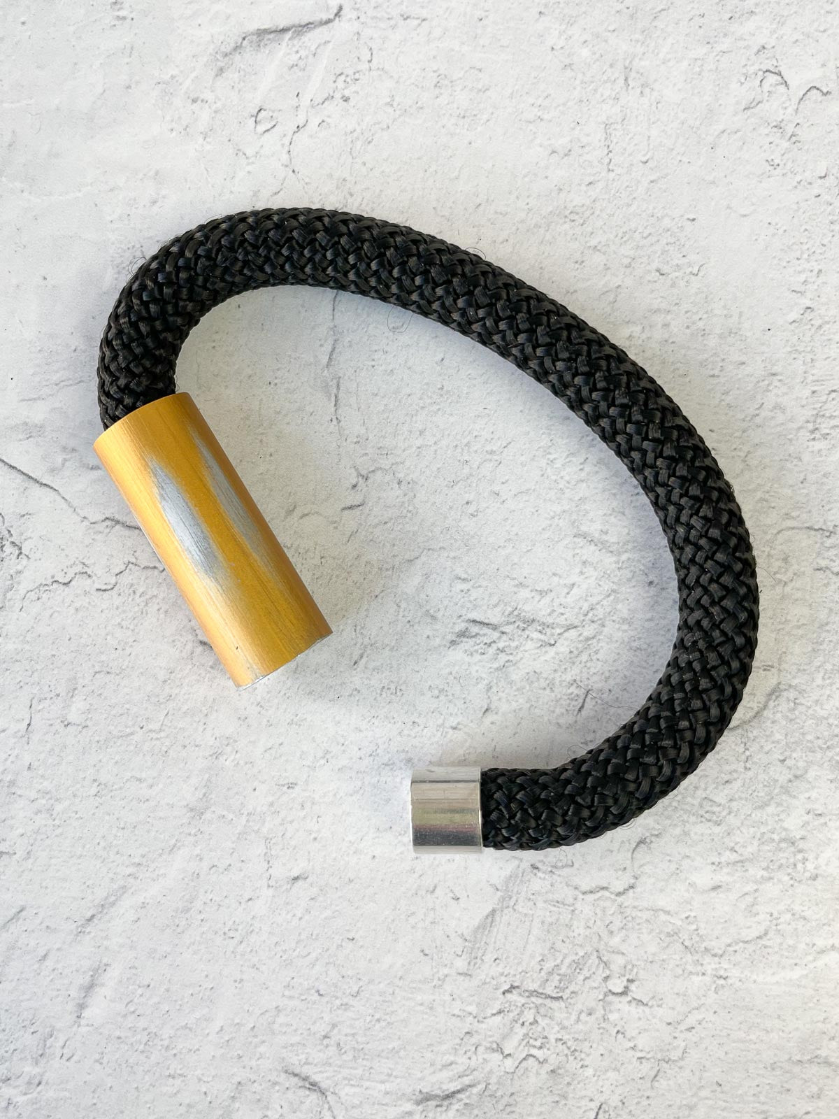Christina Brampti Cord & Aluminum Hidden Magnet Bracelet, Brushed Gold/Black - Statement Boutique