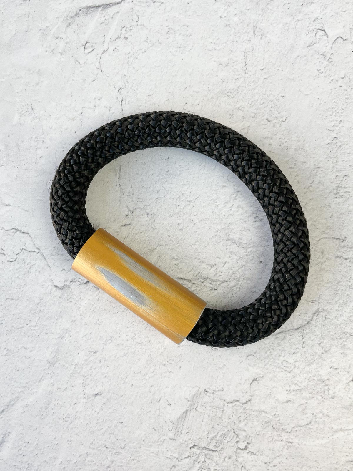 Christina Brampti Cord &amp; Aluminum Hidden Magnet Bracelet, Brushed Gold/Black - Statement Boutique