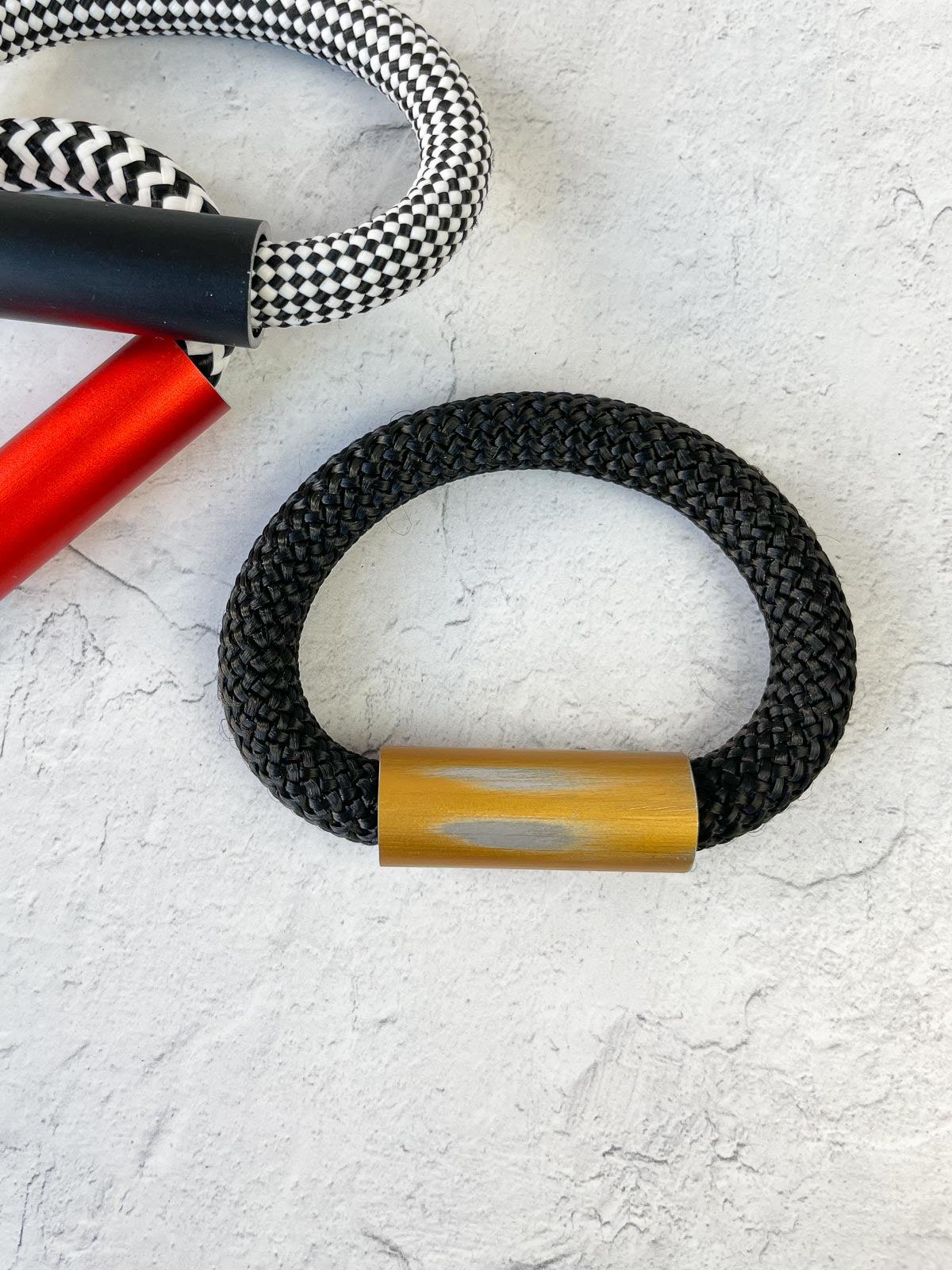 Christina Brampti Cord & Aluminum Hidden Magnet Bracelet, Brushed Gold/Black - Statement Boutique