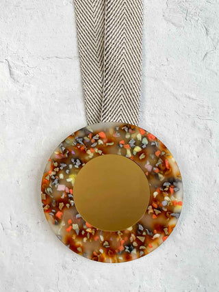 Christina Brampti Acrylic Pendant on Ribbon Necklace, Orange Neutral - Statement Boutique