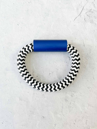 Christina Brampti Cord & Aluminum Hidden Magnet Bracelet, Blue/Zig Zag - Statement Boutique