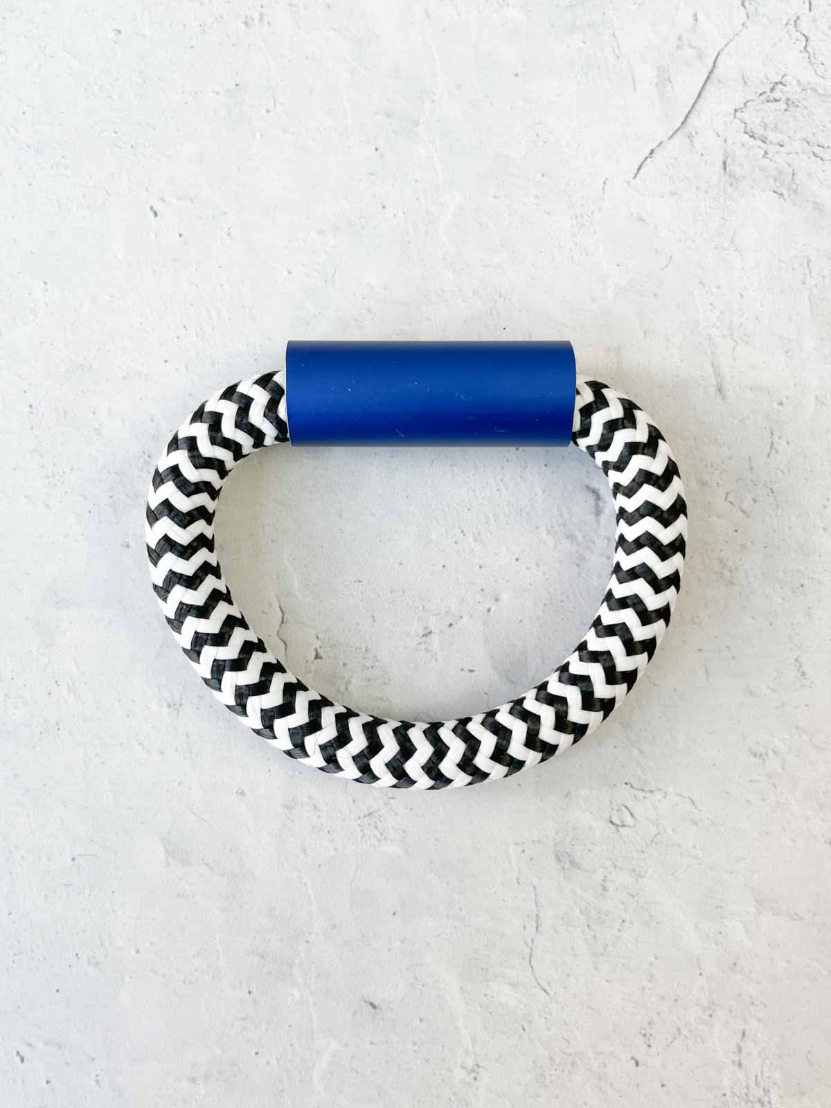 Christina Brampti Cord & Aluminum Hidden Magnet Bracelet, Blue/Zig Zag - Statement Boutique