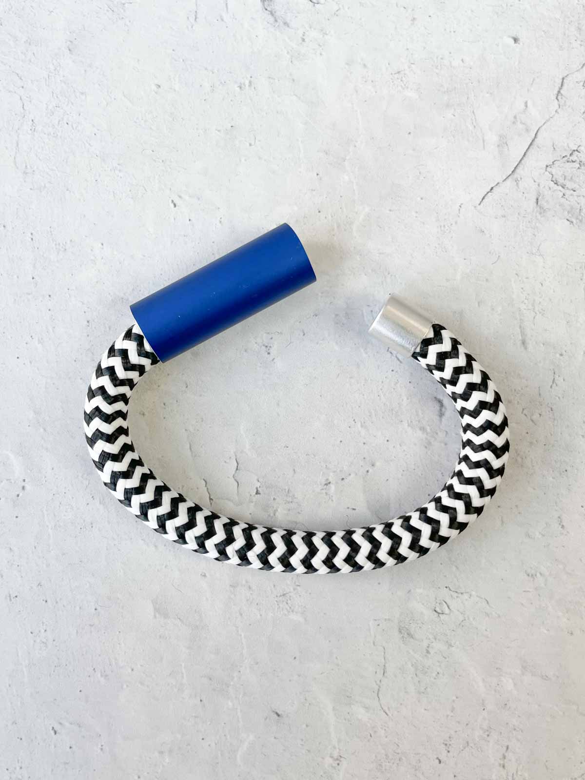 Christina Brampti Cord & Aluminum Hidden Magnet Bracelet, Blue/Zig Zag - Statement Boutique
