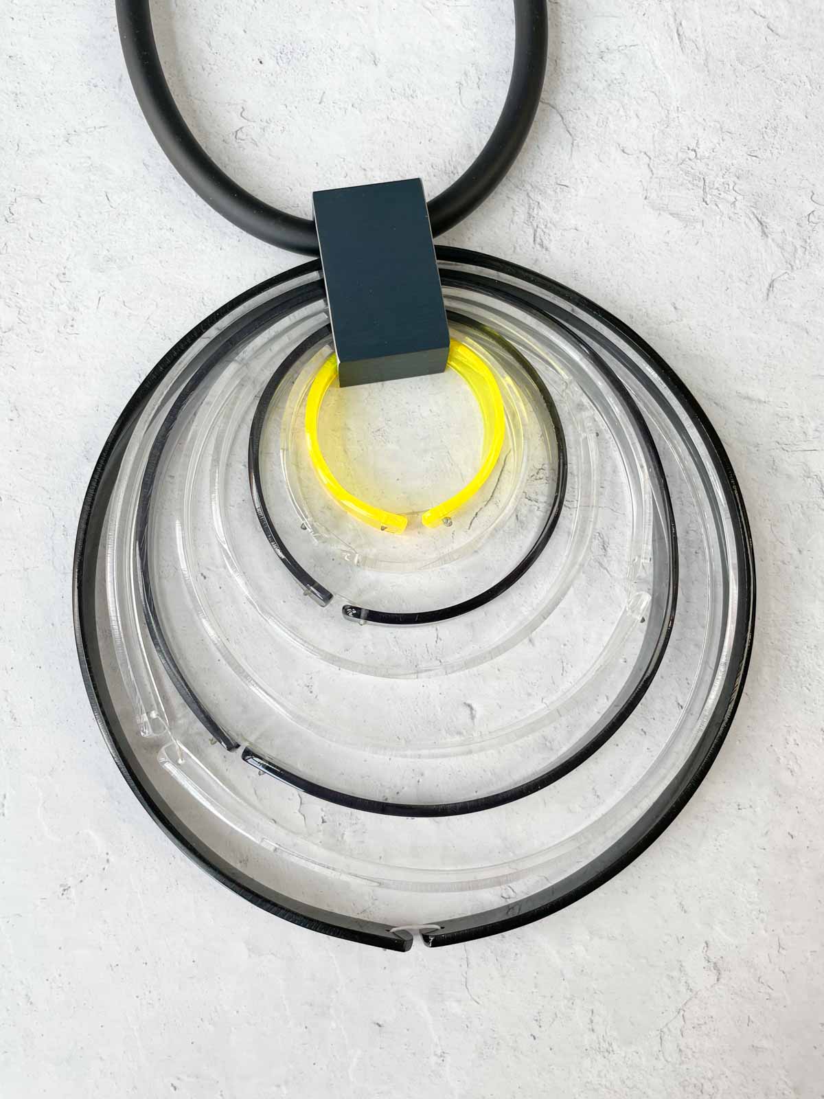 Christina Brampti XL Acrylic Circles Necklace, Black/Clear/Yellow - Statement Boutique