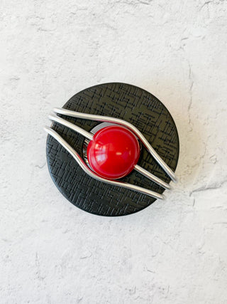 OC Jewelry Denali Magnet Brooch, Black/Red