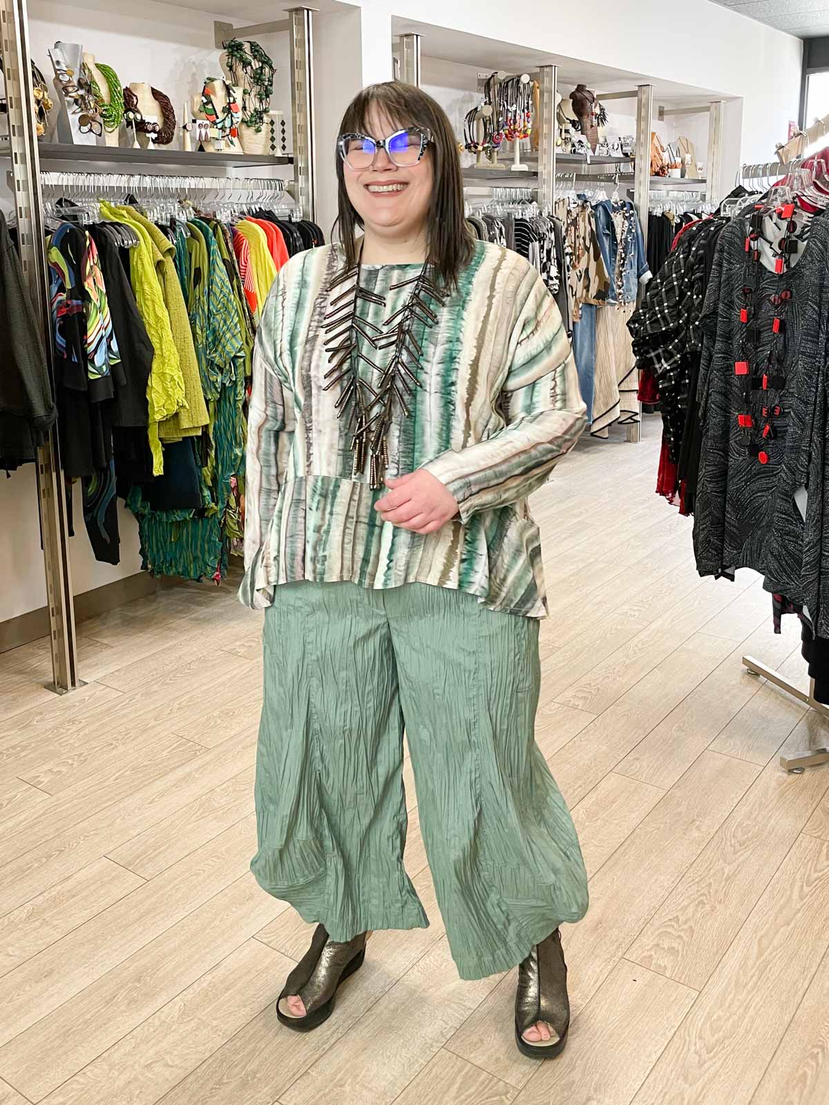 Dress To Kill Fly Pant, Green Pleat - Statement Boutique
