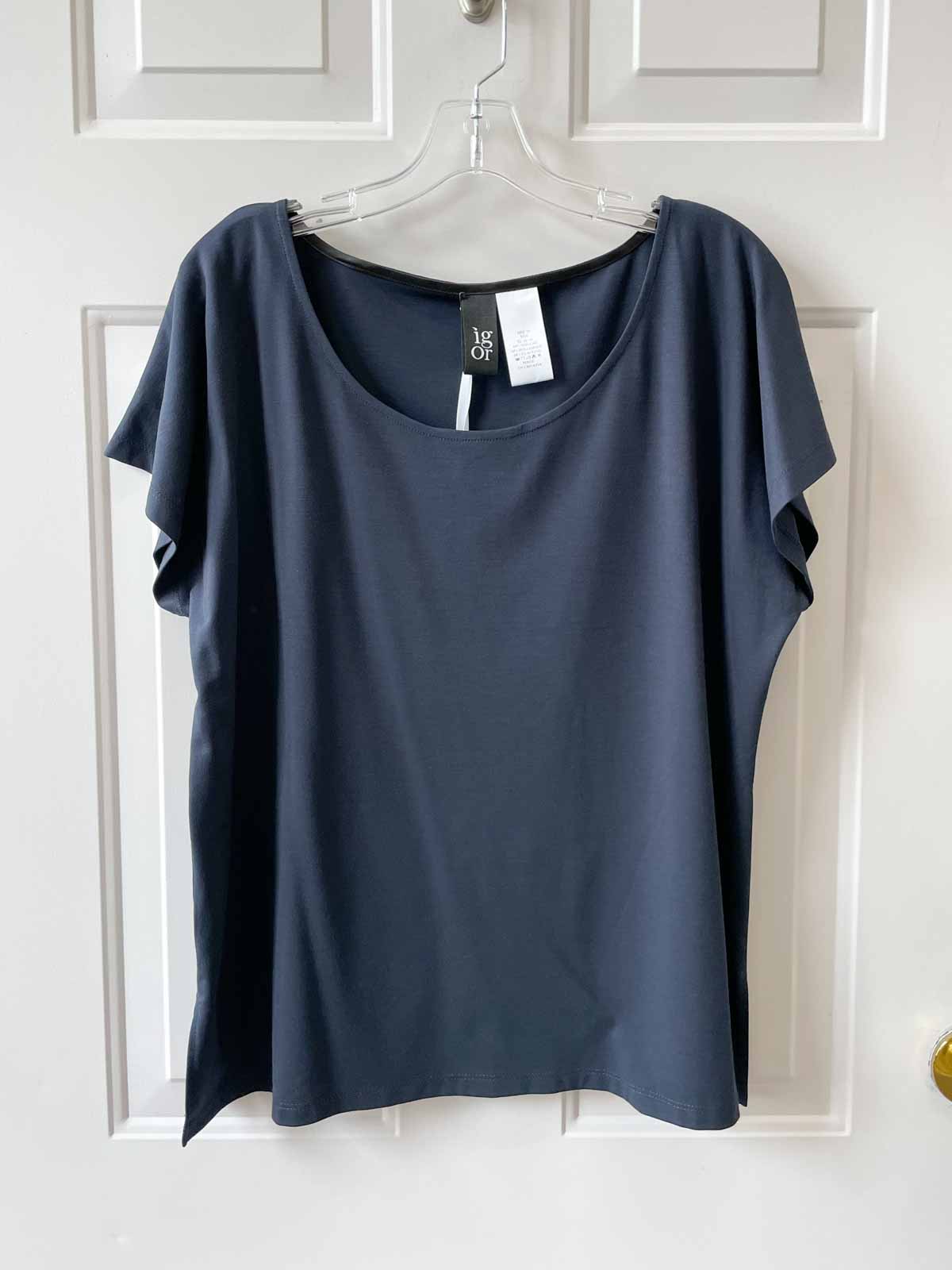 Igor Dobranic The Edit Short Sleeve Scoop Neck Top, Dark Blue - Statement Boutique