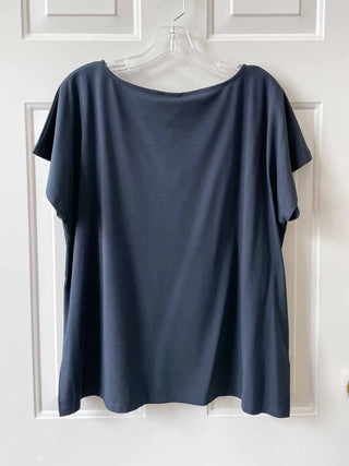 Igor Dobranic The Edit Short Sleeve Scoop Neck Top, Dark Blue - Statement Boutique
