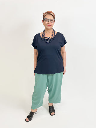 Igor Dobranic The Edit Short Sleeve Scoop Neck Top, Dark Blue - Statement Boutique
