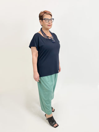 Igor Dobranic The Edit Short Sleeve Scoop Neck Top, Dark Blue - Statement Boutique