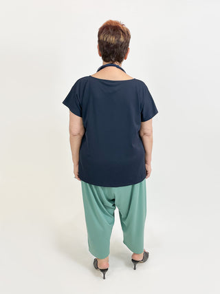 Igor Dobranic The Edit Short Sleeve Scoop Neck Top, Dark Blue - Statement Boutique