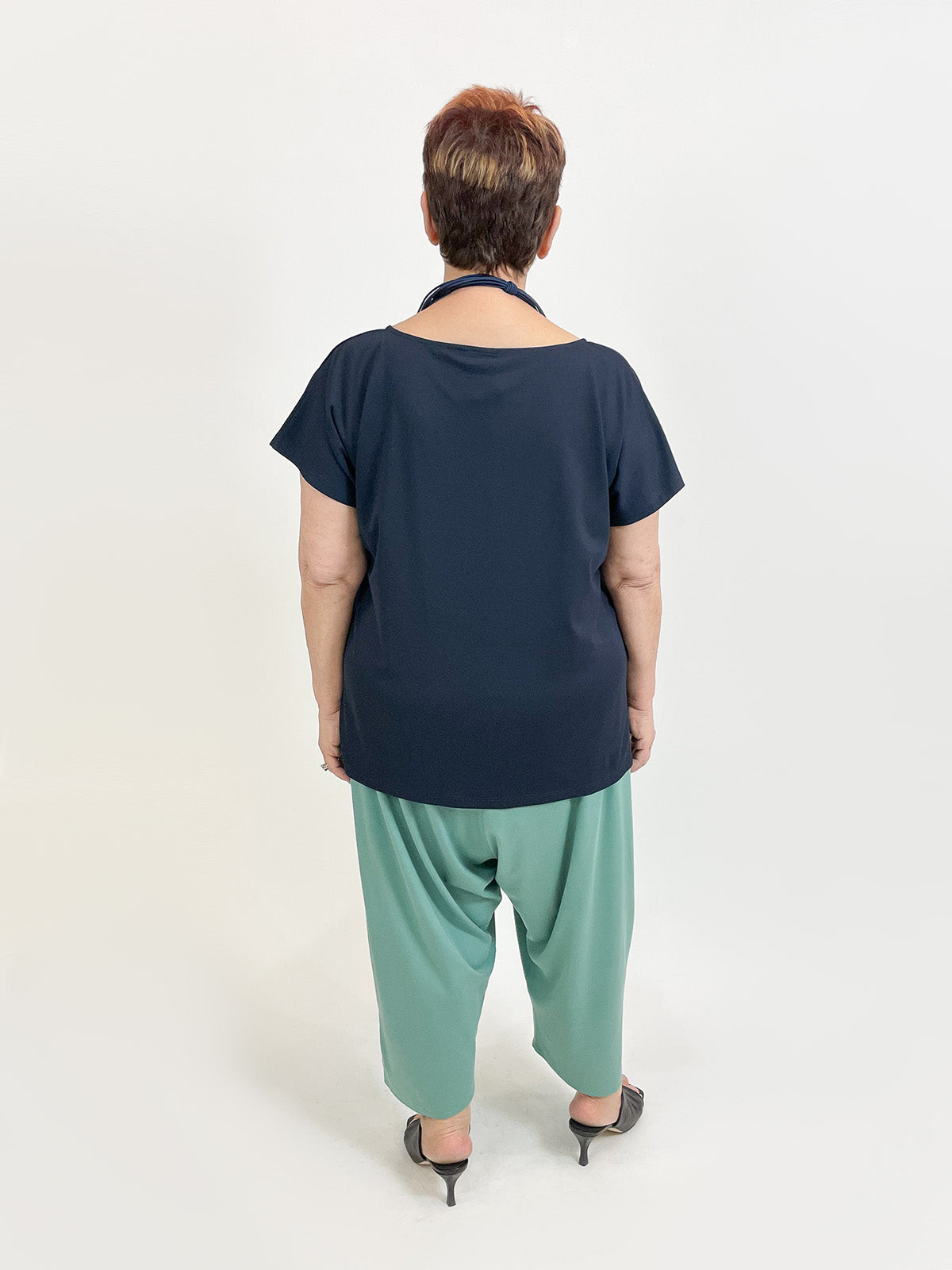 Igor Dobranic The Edit Short Sleeve Scoop Neck Top, Dark Blue - Statement Boutique