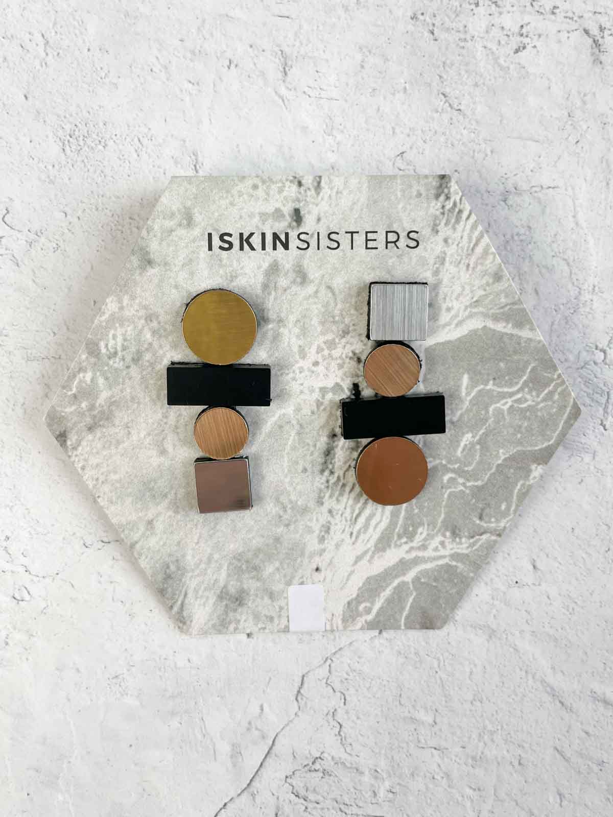 Iskin Sisters Bauhaus Large Earrings, Silver Black Gold - Statement Boutique
